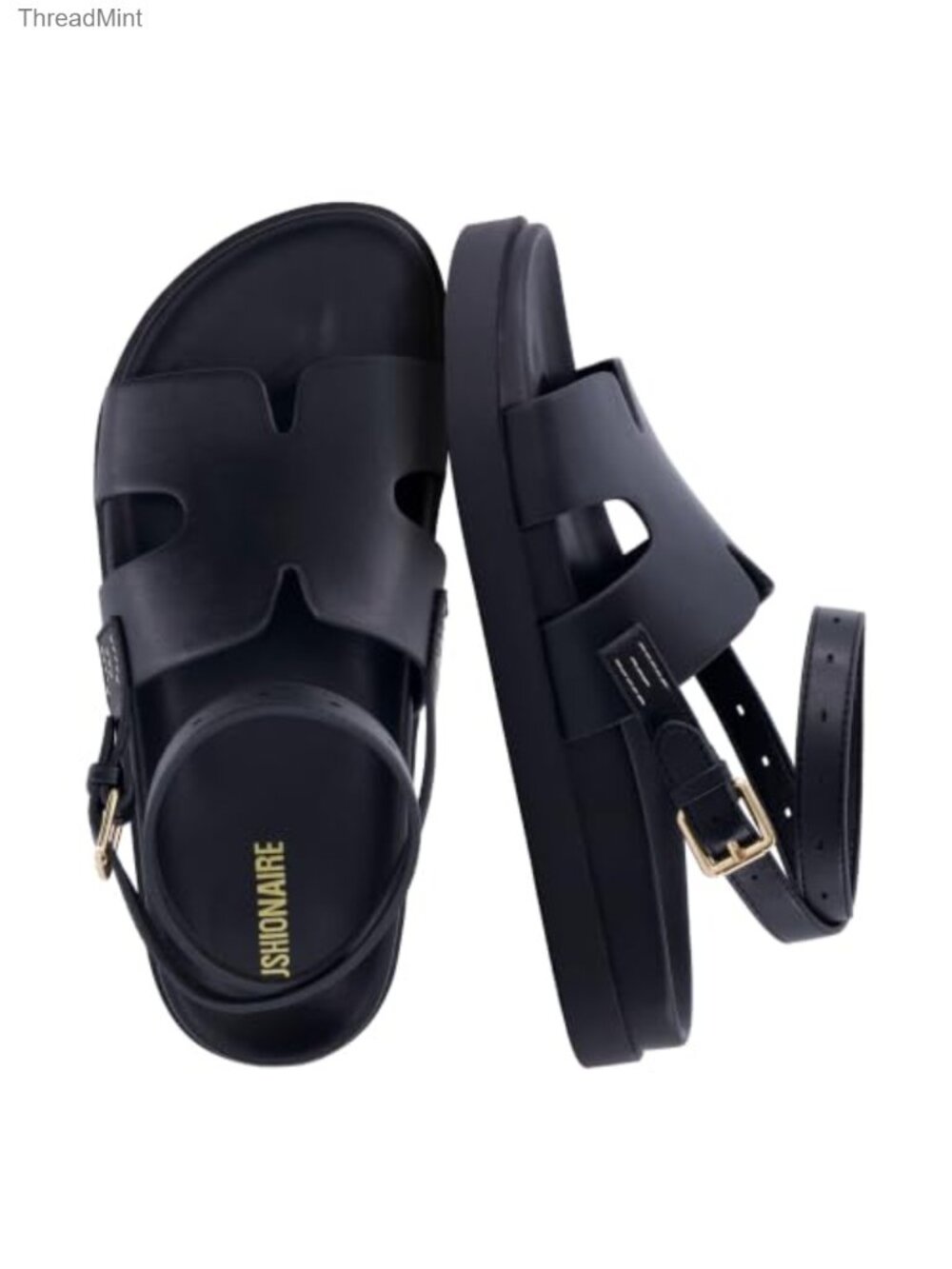 Women's Comfort Sandals with Ankle Strap, Cushioned Footbed, Faux Leather